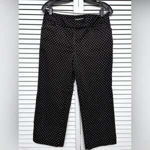 Ann Taylor Women’s Size 6 Petite Cropped Choco Brown White Polkadot Pants Slacks